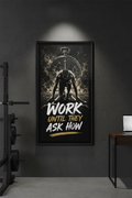 Gold & Black Work Until They Ask How motivational poster mockup